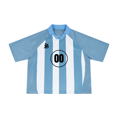 BLUE AND WHITE RETRO SANCTIFIED JERSEY